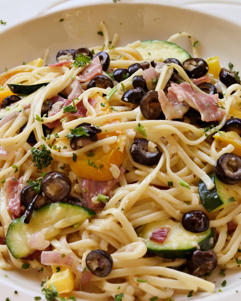 Linguini and Goat Cheese with Prosciutto