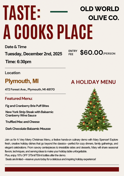 Taste: A Cook's Place – A Holiday Menu